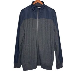 Gap Mens Size XL Blue Gray Colorblock Waffle Knit Nylon Full Zip Outdoor Jacket